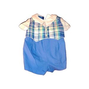 Vntg Little Goodies by JC Penneys Baby Boys Romper 0 - 3 mo Blue Easter 1 Piece